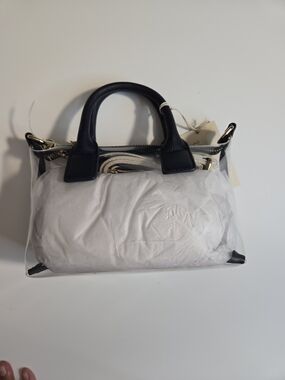 Universal Thread Clear PVC Mini Satchel Crossbody Bag Navy Blue Trim NWT